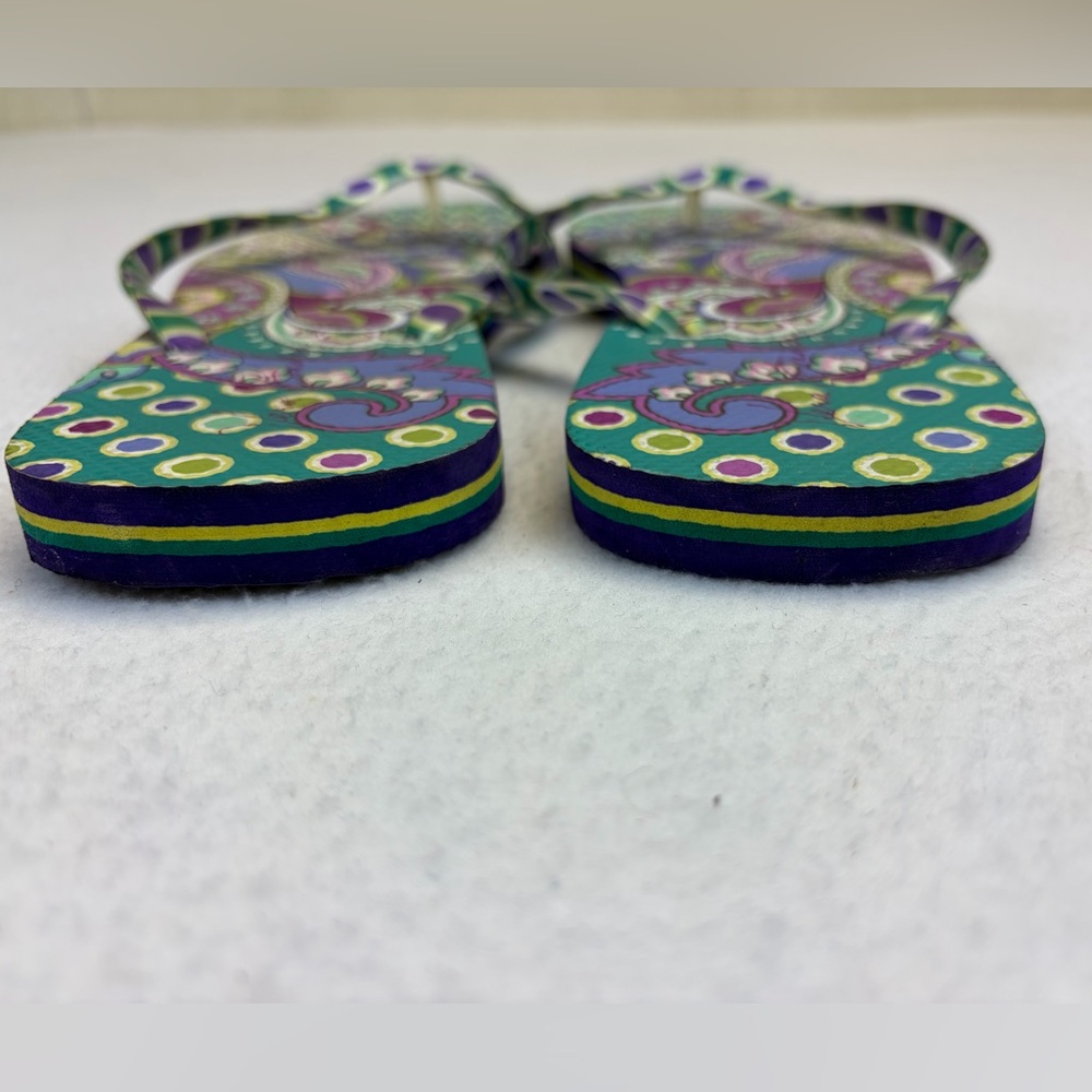 Vera Bradley Heather Paisley Flip Flops Thong Sandals Teal Women Size LARGE - Picture 5 of 8